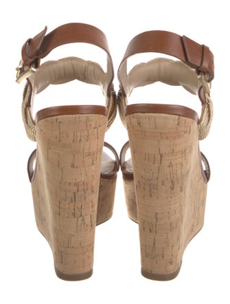 Michael Kors Leather Chain-Link Accents Slingback Sandals