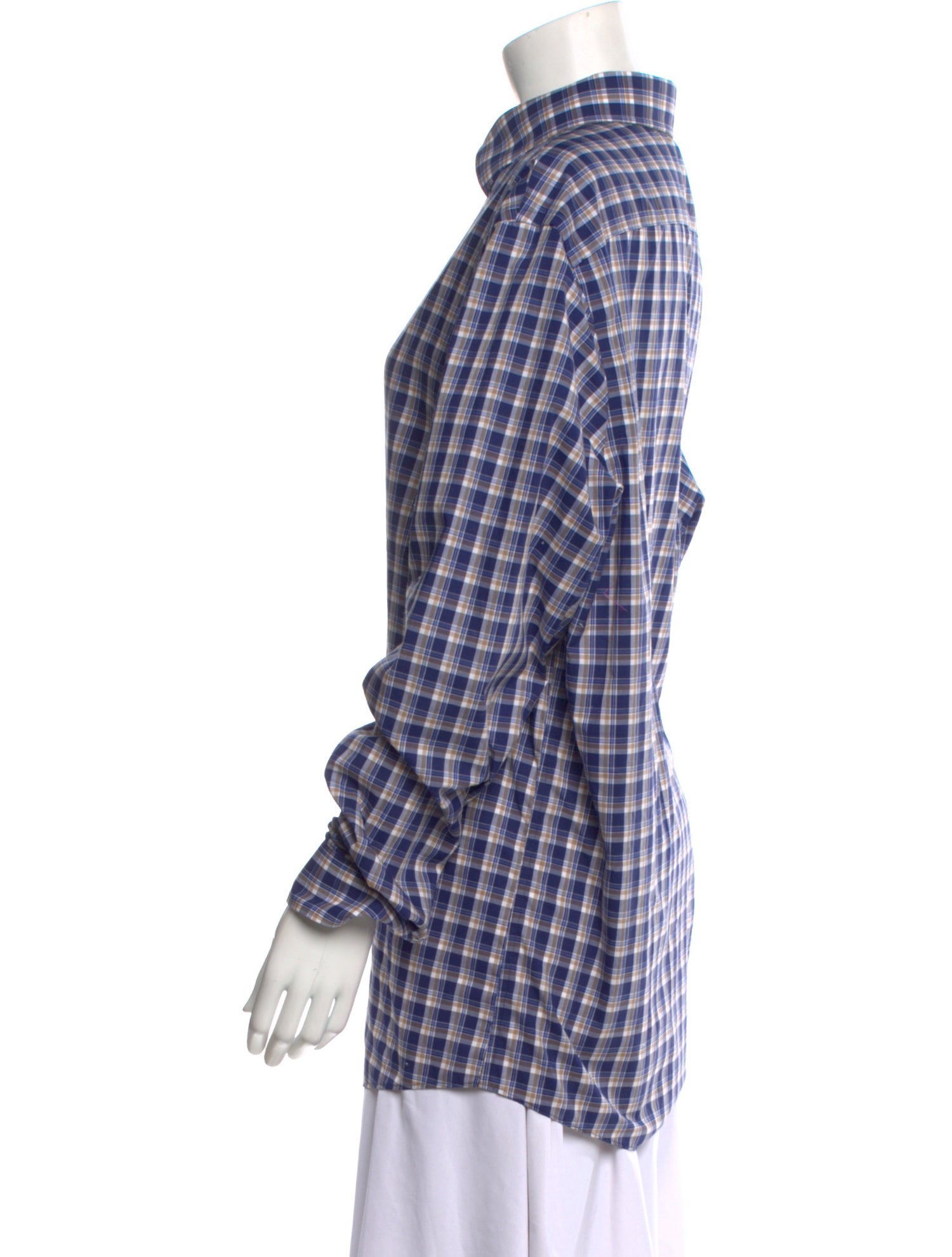 Michael Kors Plaid Print Long Sleeve Button-Up Top
