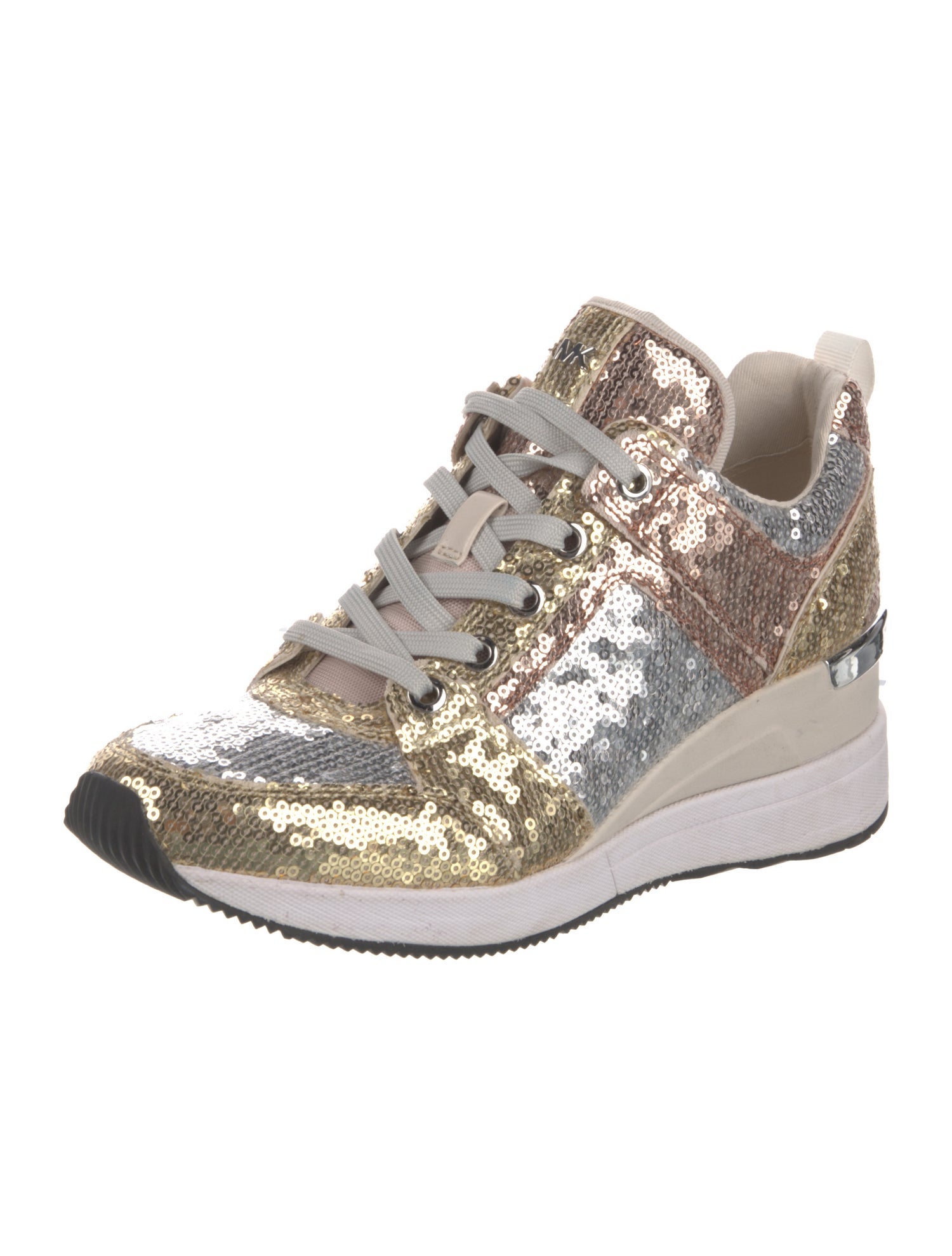 Michael Kors Sequins Colorblock Pattern Wedge Sneakers
