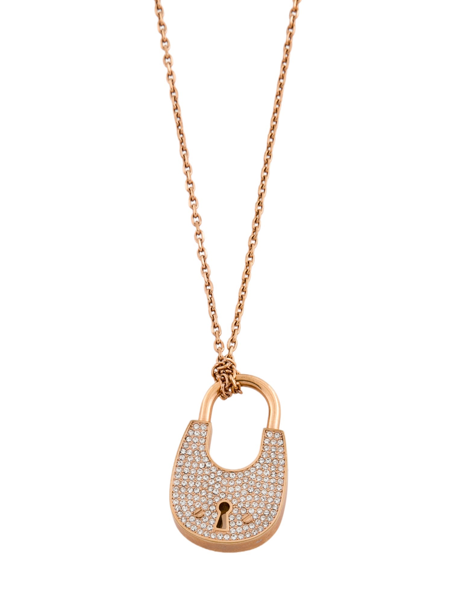 Michael Kors Crystal Pad Lock Pendant Necklace