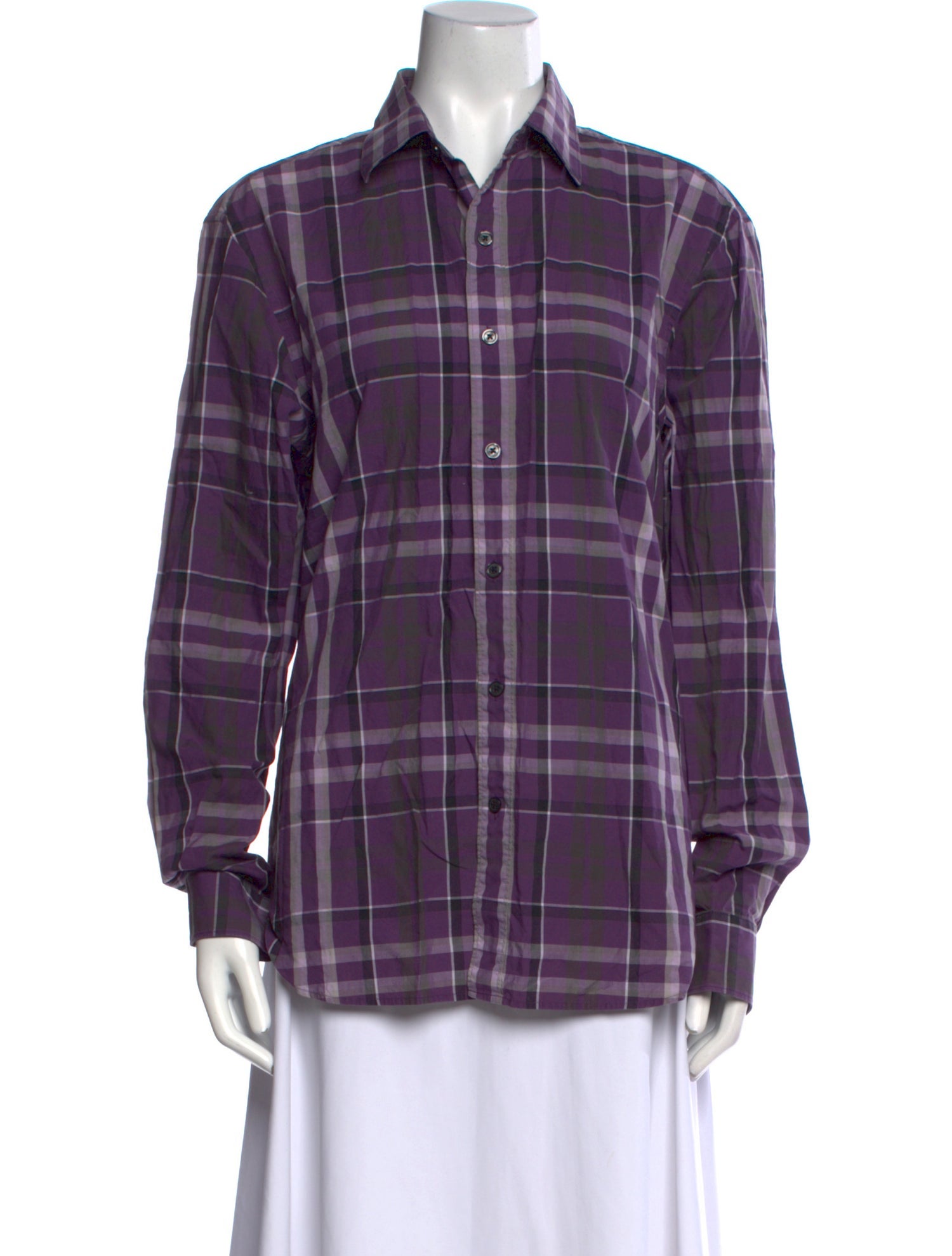 Michael Kors Plaid Print Long Sleeve Button-Up Top