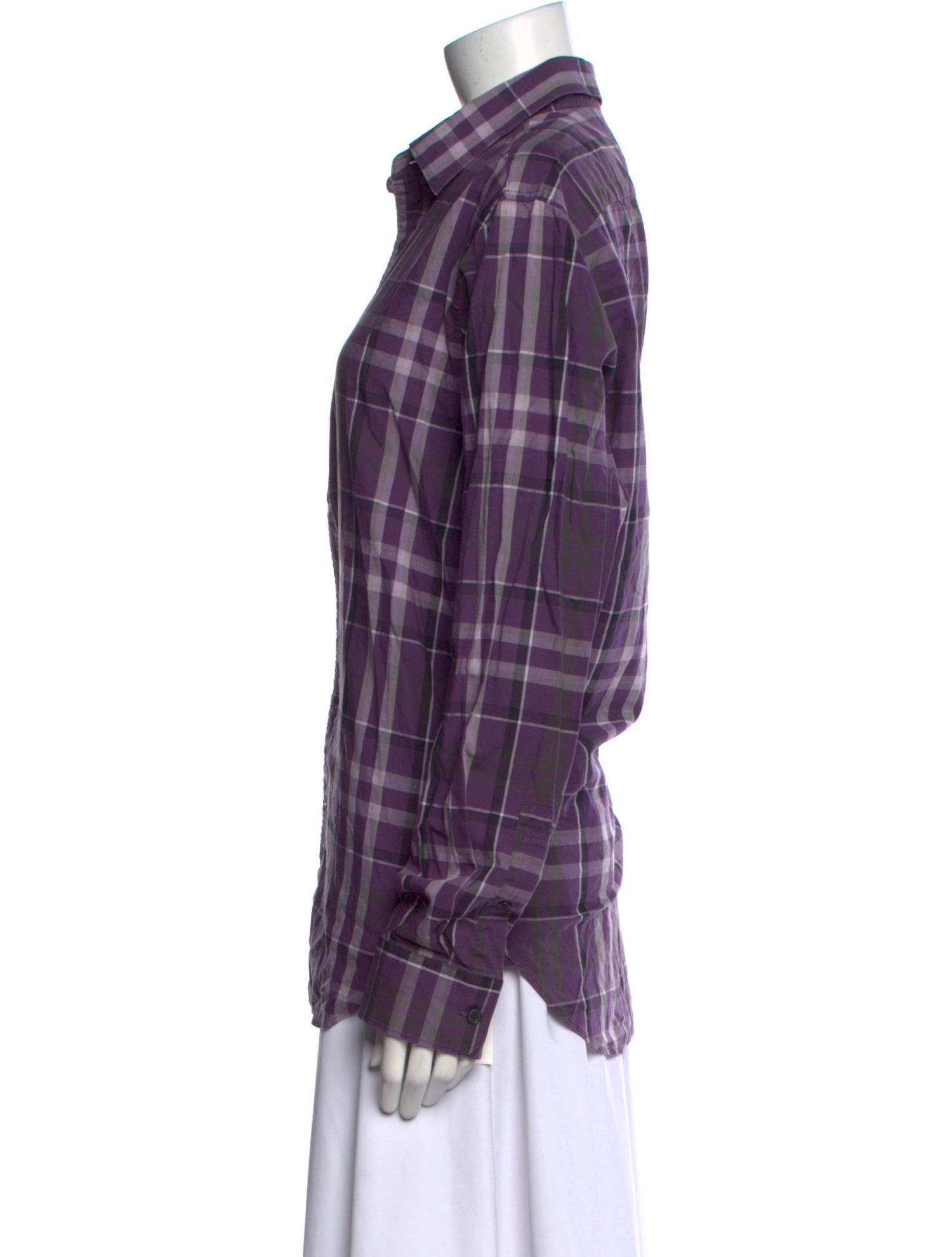 Michael Kors Plaid Print Long Sleeve Button-Up Top