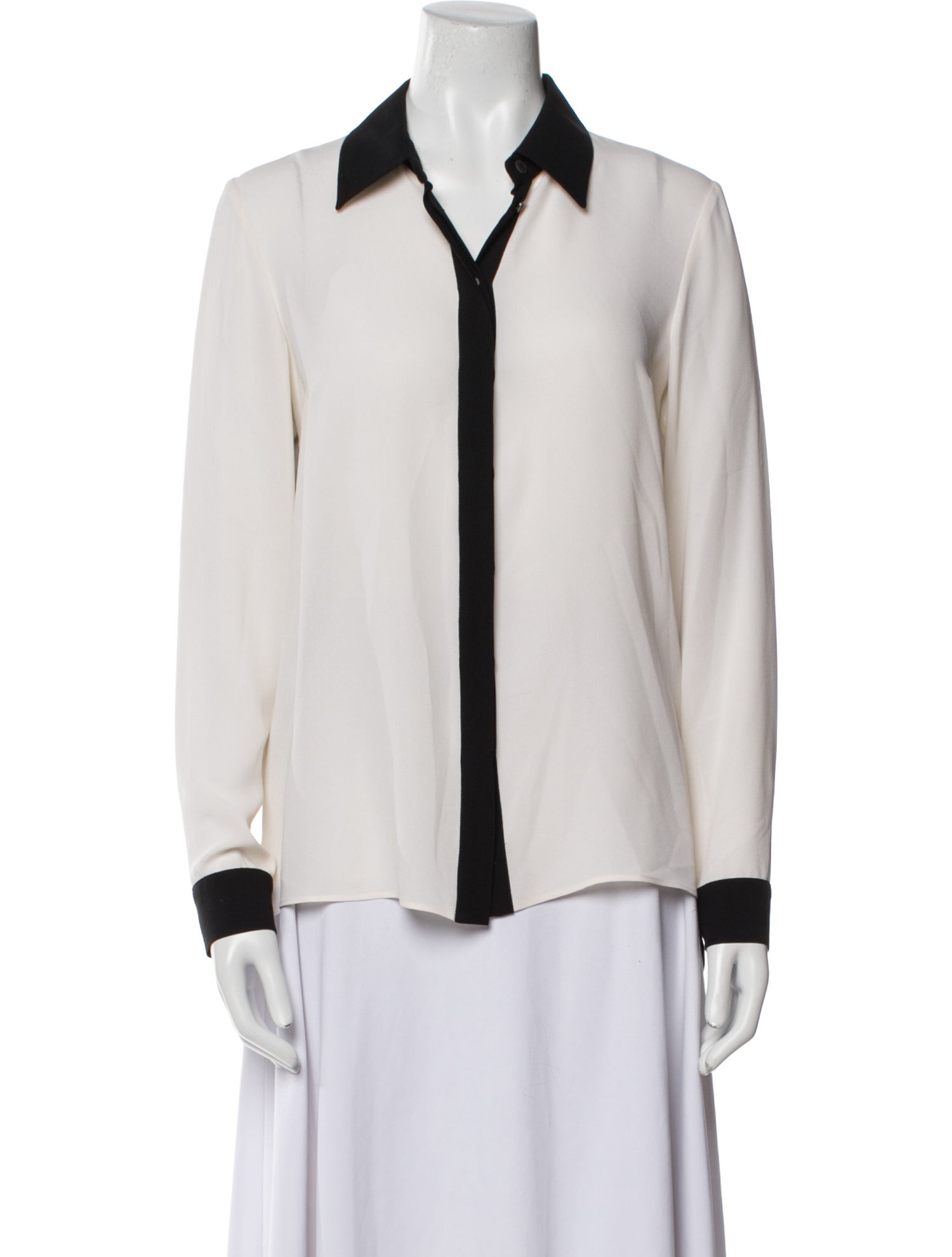Michael Kors Silk Long Sleeve Button-Up Top