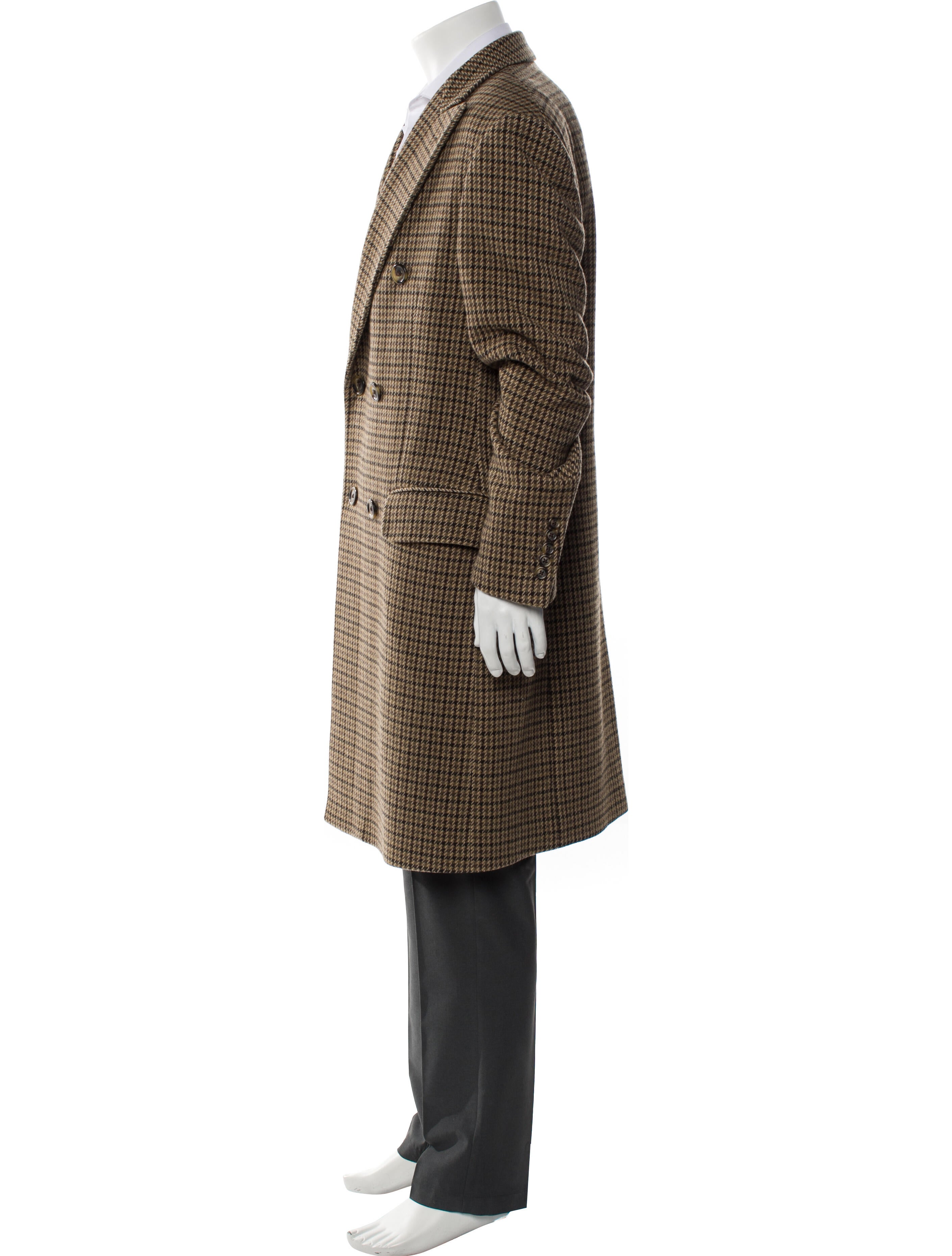 Michael Kors Virgin Wool Houndstooth Print Overcoat