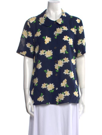 Michael Kors Silk Floral Print Button-Up Top
