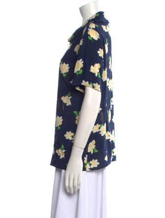 Michael Kors Silk Floral Print Button-Up Top