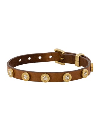Michael Kors Leather & Crystal Studded Wrap Bracelet