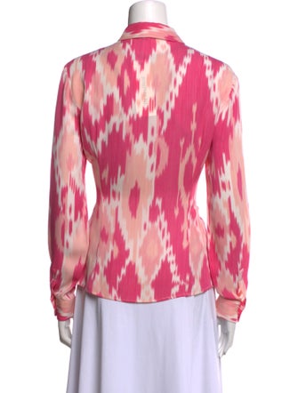 Michael Kors Printed Long Sleeve Button-Up Top