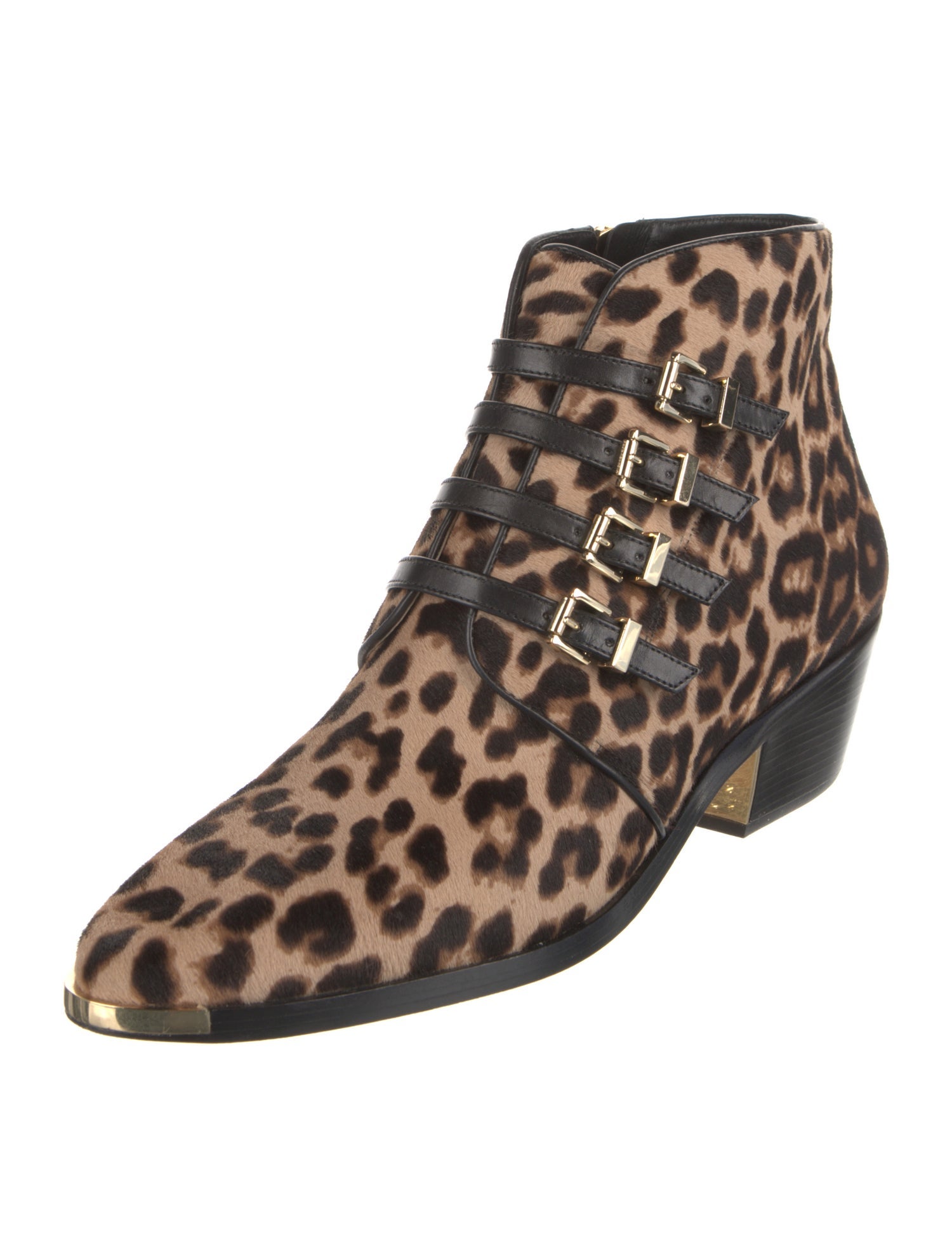 Michael Kors Ponyhair Animal Print Lace-Up Boots