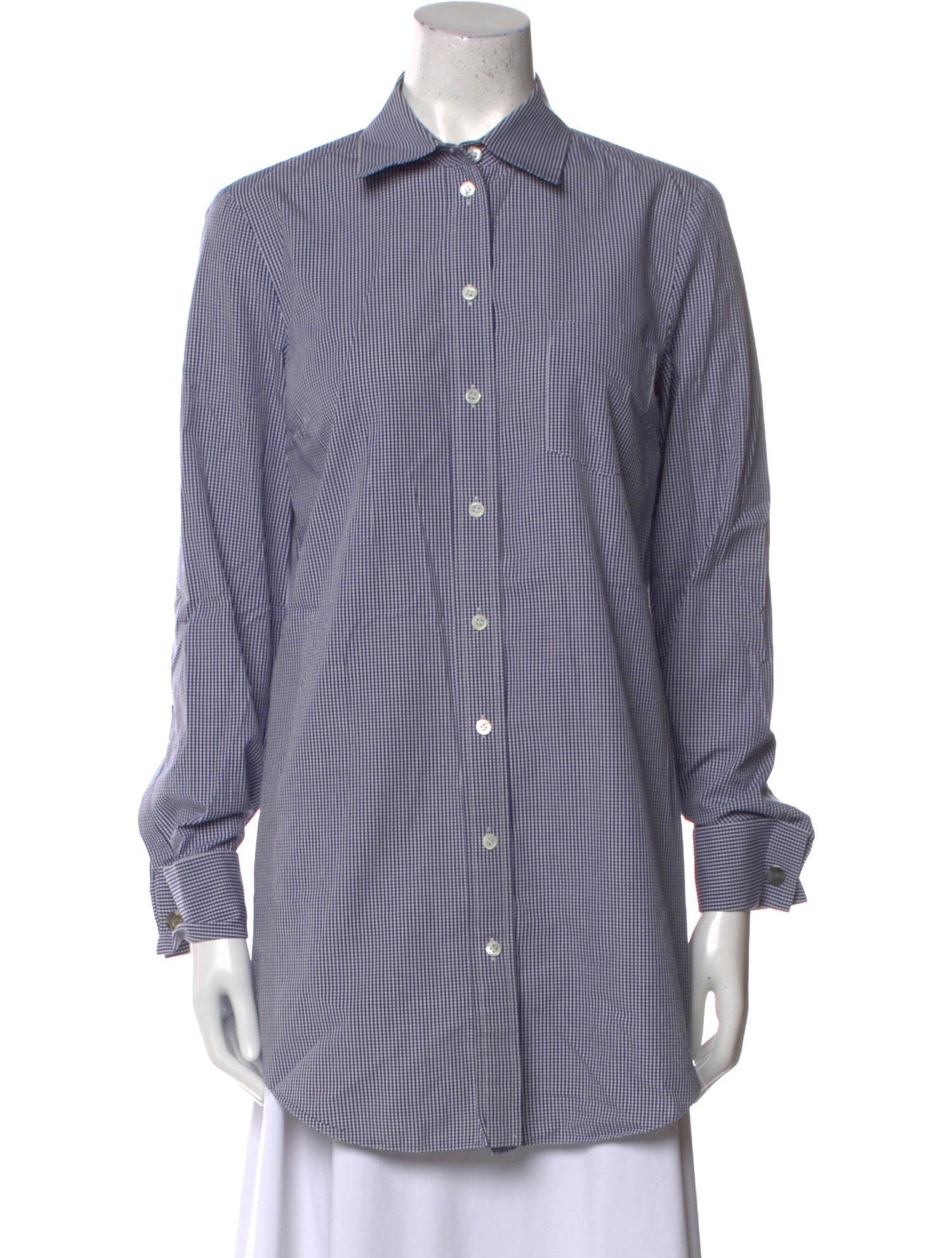 Michael Kors Plaid Print Long Sleeve Button-Up Top