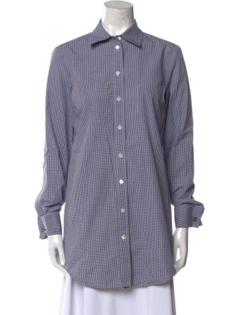 Michael Kors Plaid Print Long Sleeve Button-Up Top