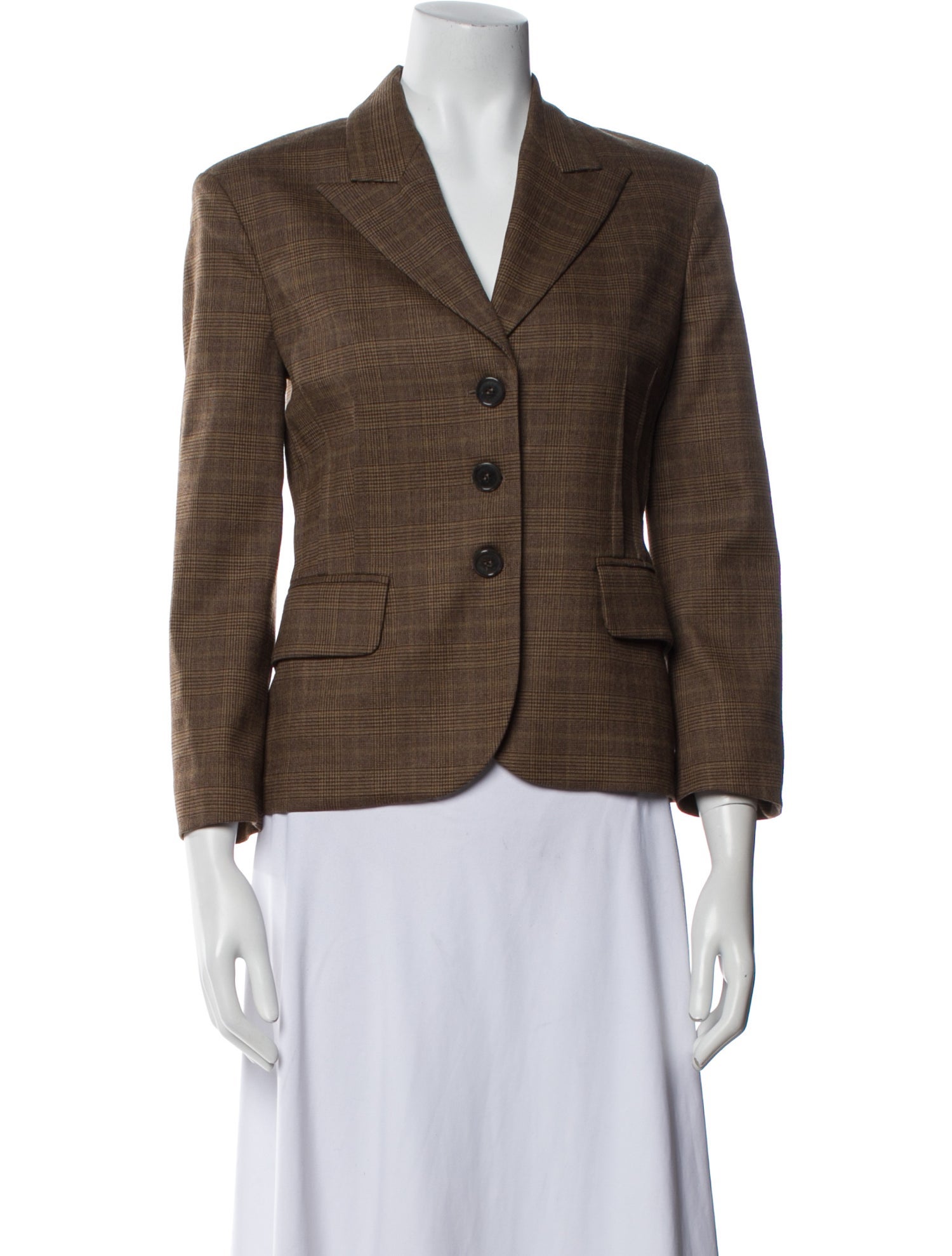 Michael Kors Virgin Wool Plaid Print Blazer