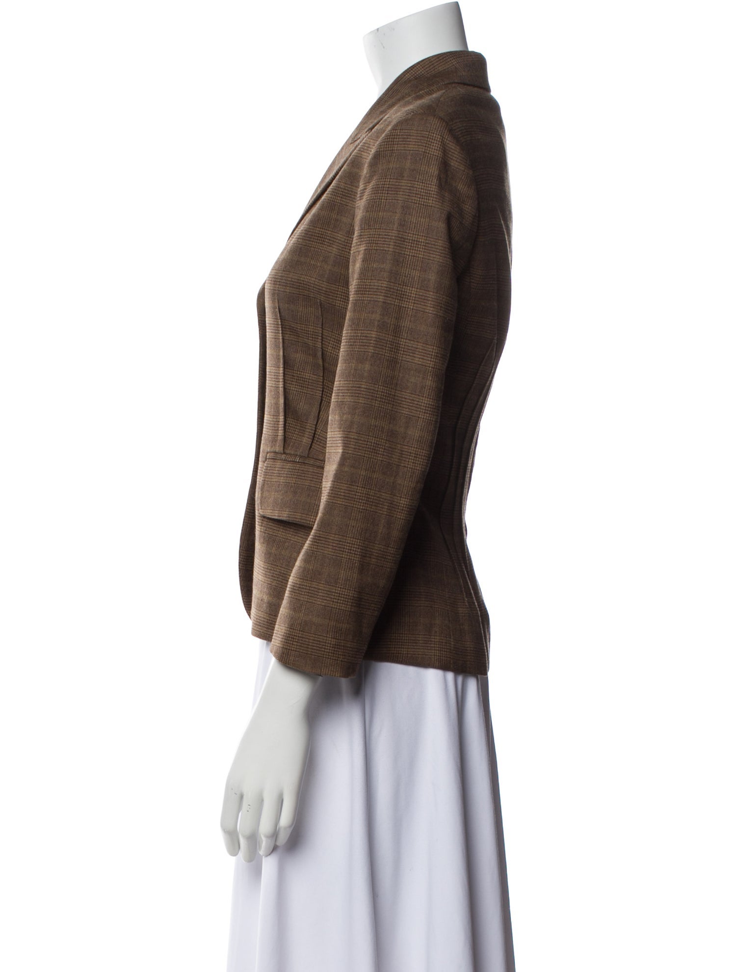 Michael Kors Virgin Wool Plaid Print Blazer