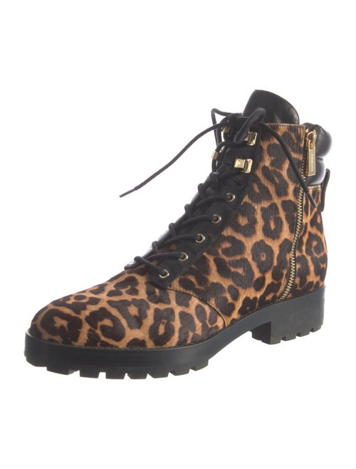 Michael Kors Ponyhair Animal Print Combat Boots