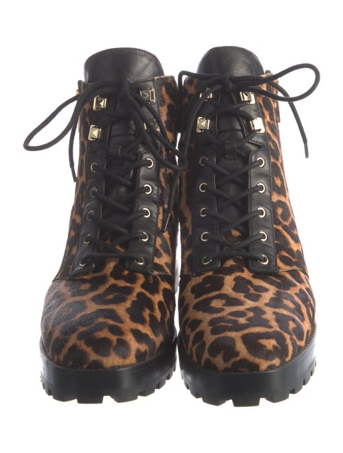 Michael Kors Ponyhair Animal Print Combat Boots