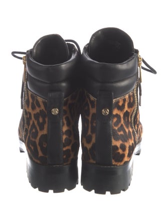 Michael Kors Ponyhair Animal Print Combat Boots