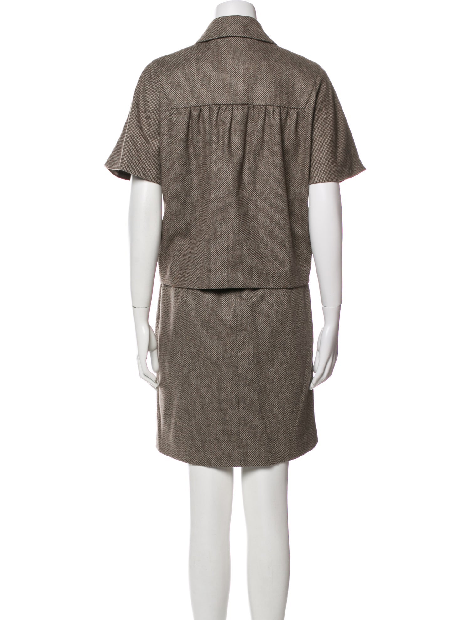 Michael Kors Virgin Wool Tweed Pattern Skirt Set