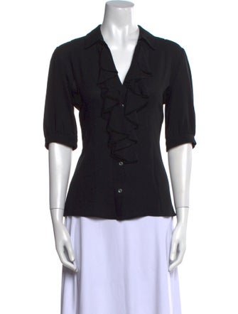 Michael Kors Three-Quarter Sleeve Button-Up Top