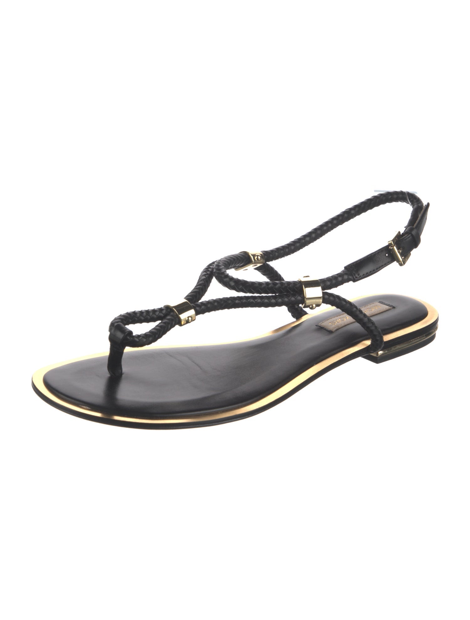 Michael Kors Leather Printed T-Strap Sandals