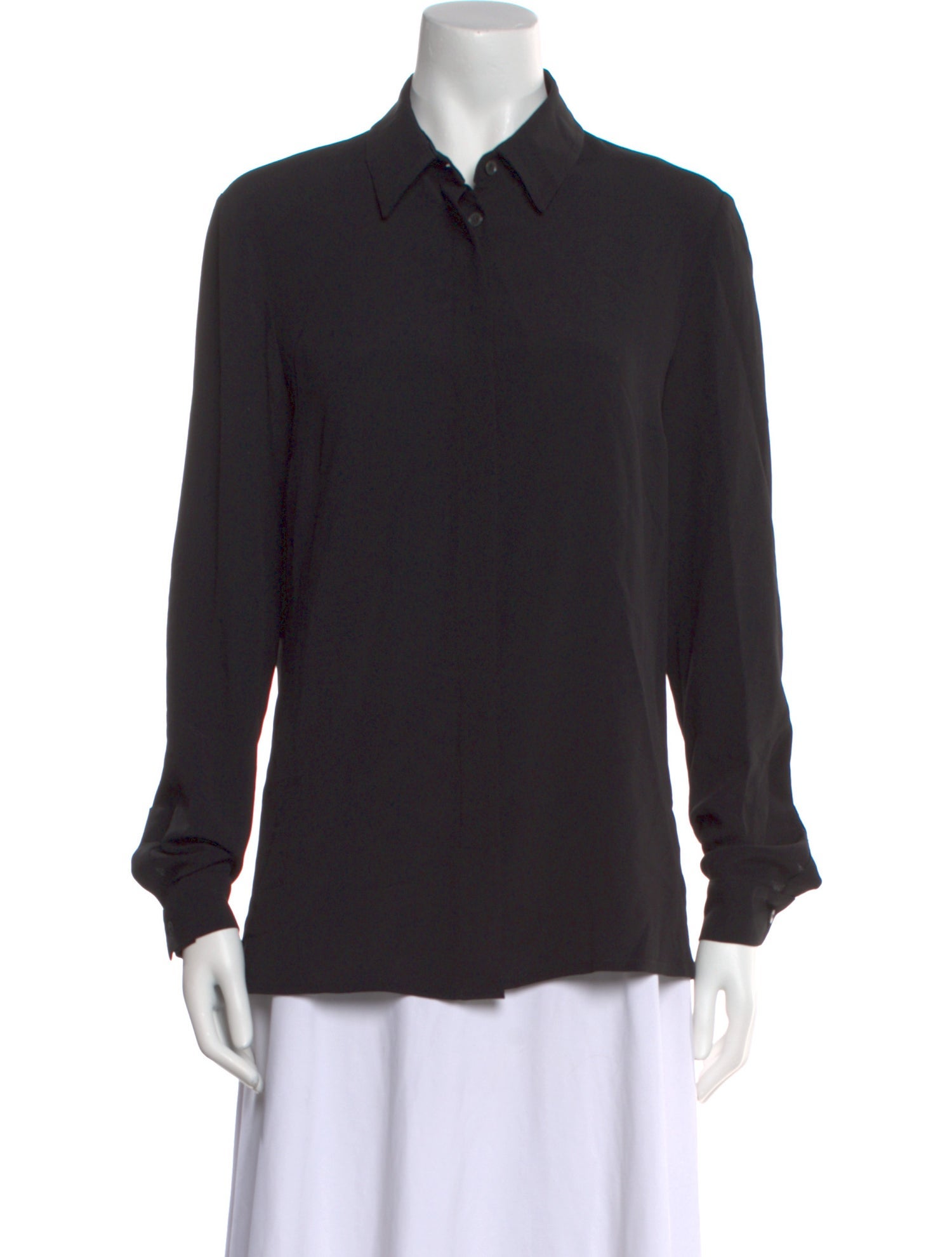 Michael Kors Silk Long Sleeve Button-Up Top