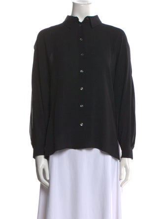 Michael Kors Silk Mock Neck Button-Up Top