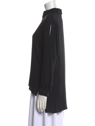 Michael Kors Silk Mock Neck Button-Up Top