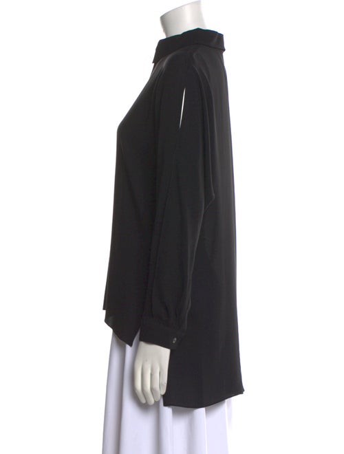 Michael Kors Silk Mock Neck Button-Up Top