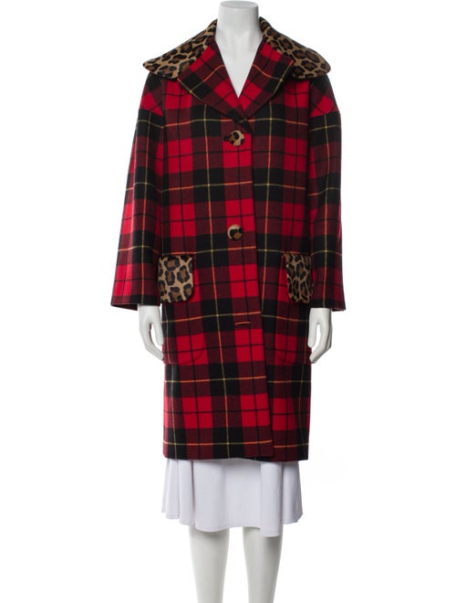 Michael Kors Virgin Wool Plaid Print Peacoat