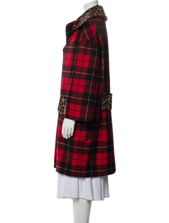 Michael Kors Virgin Wool Plaid Print Peacoat