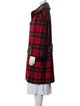 Michael Kors Virgin Wool Plaid Print Peacoat