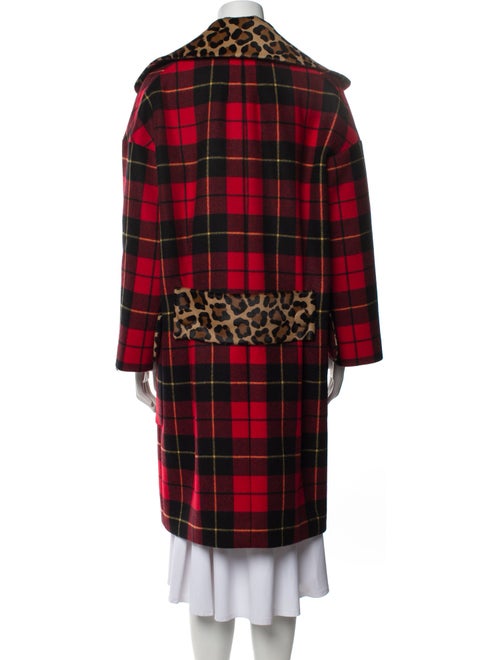 Michael Kors Virgin Wool Plaid Print Peacoat