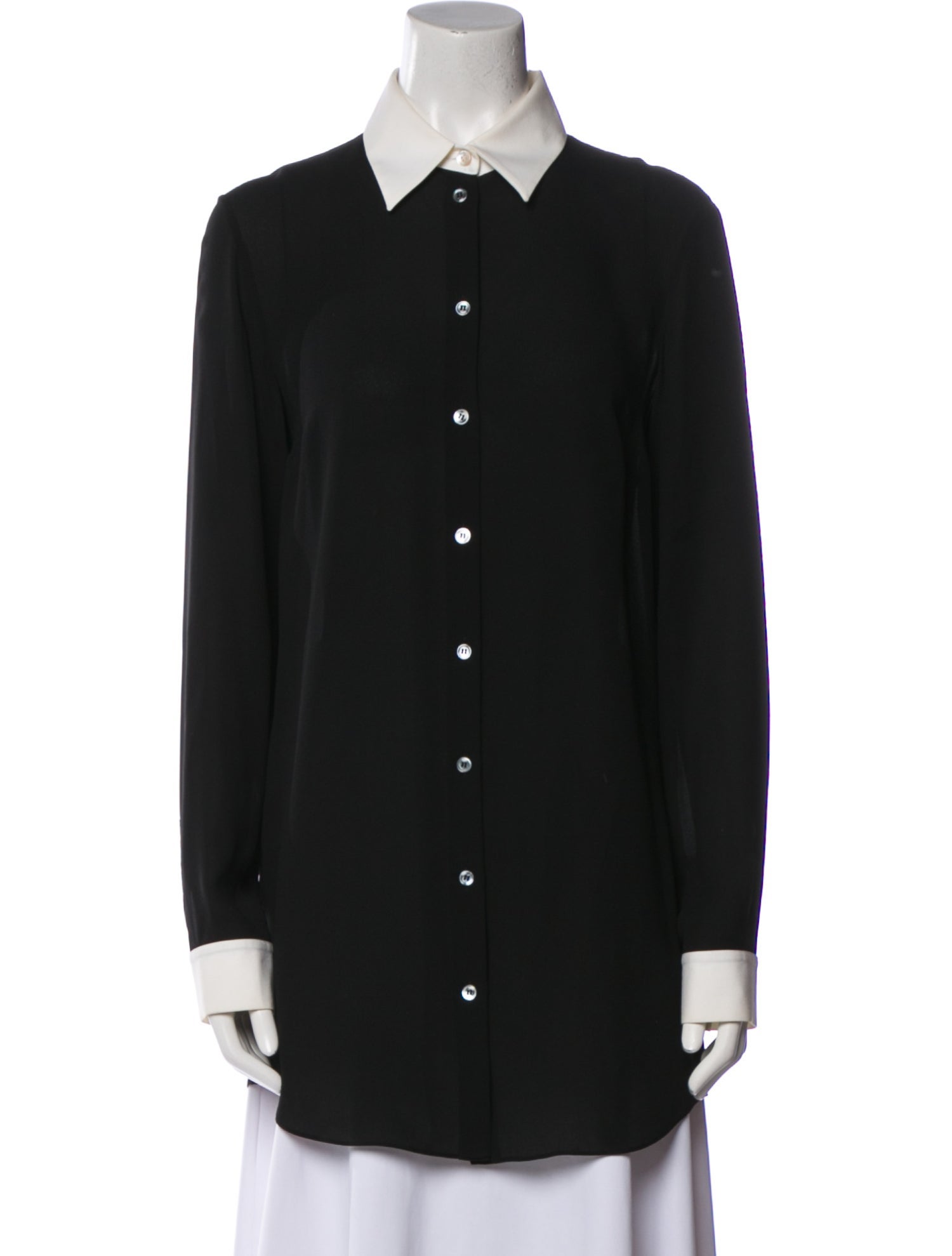 Michael Kors Silk Long Sleeve Button-Up Top