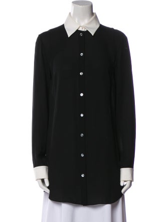 Michael Kors Silk Long Sleeve Button-Up Top