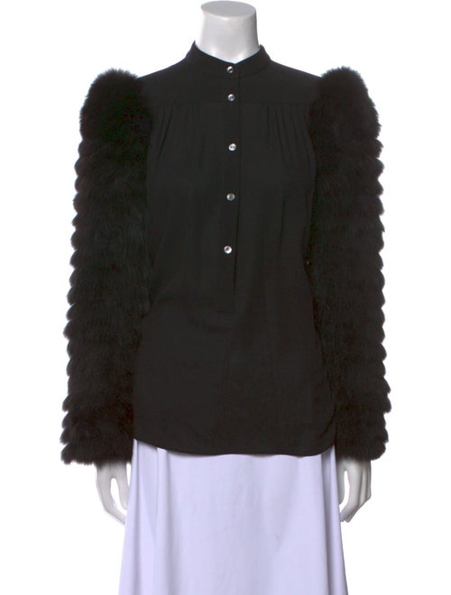 Michael Kors Silk Mock Neck Button-Up Top