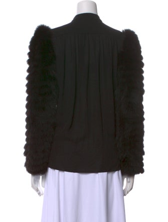 Michael Kors Silk Mock Neck Button-Up Top