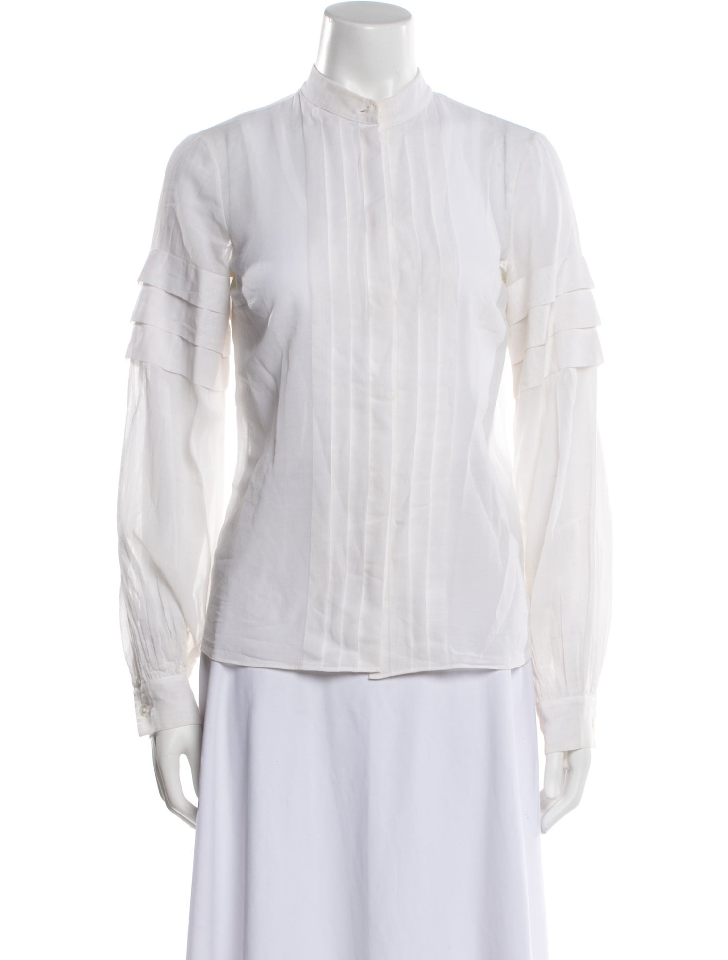 Michael Kors Mock Neck Long Sleeve Button-Up Top