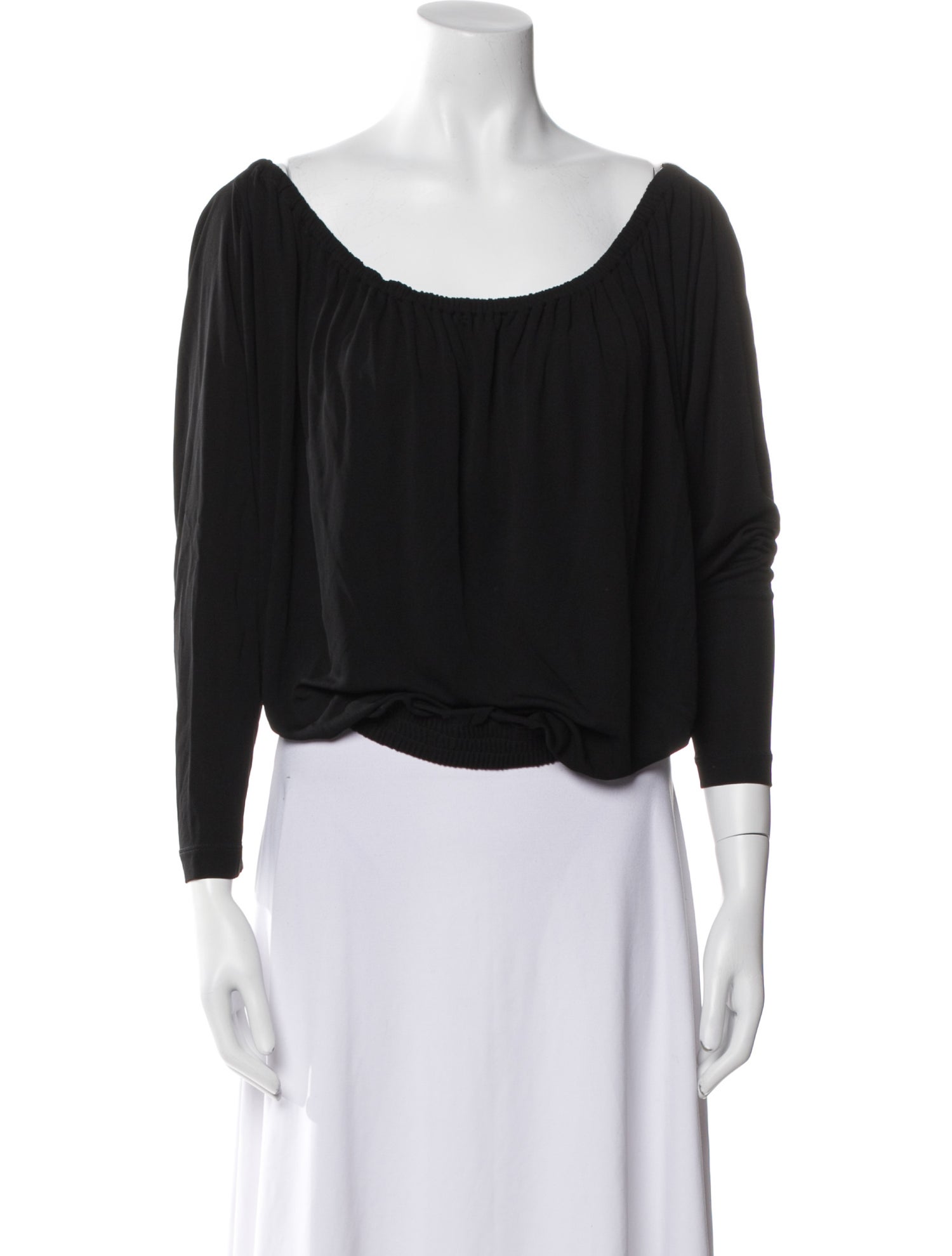 Michael Kors Scoop Neck Three-Quarter Sleeve Crop Top