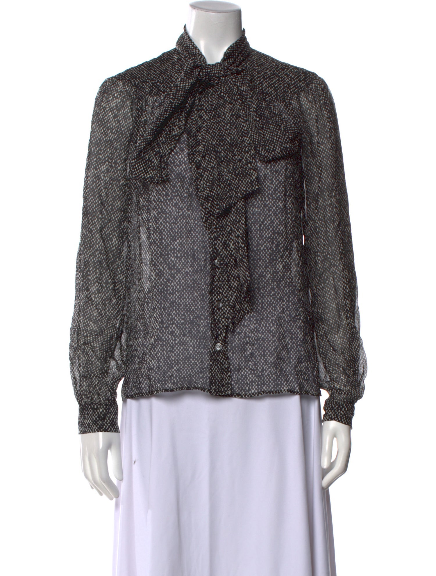 Michael Kors Silk Printed Button-Up Top