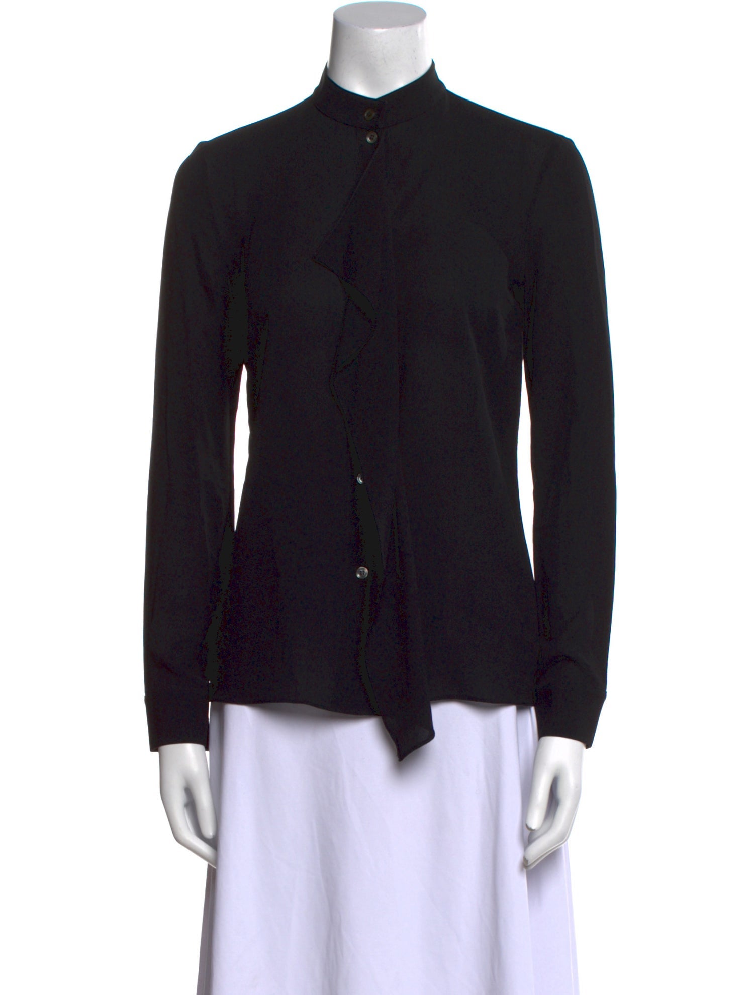 Michael Kors Silk Mock Neck Button-Up Top