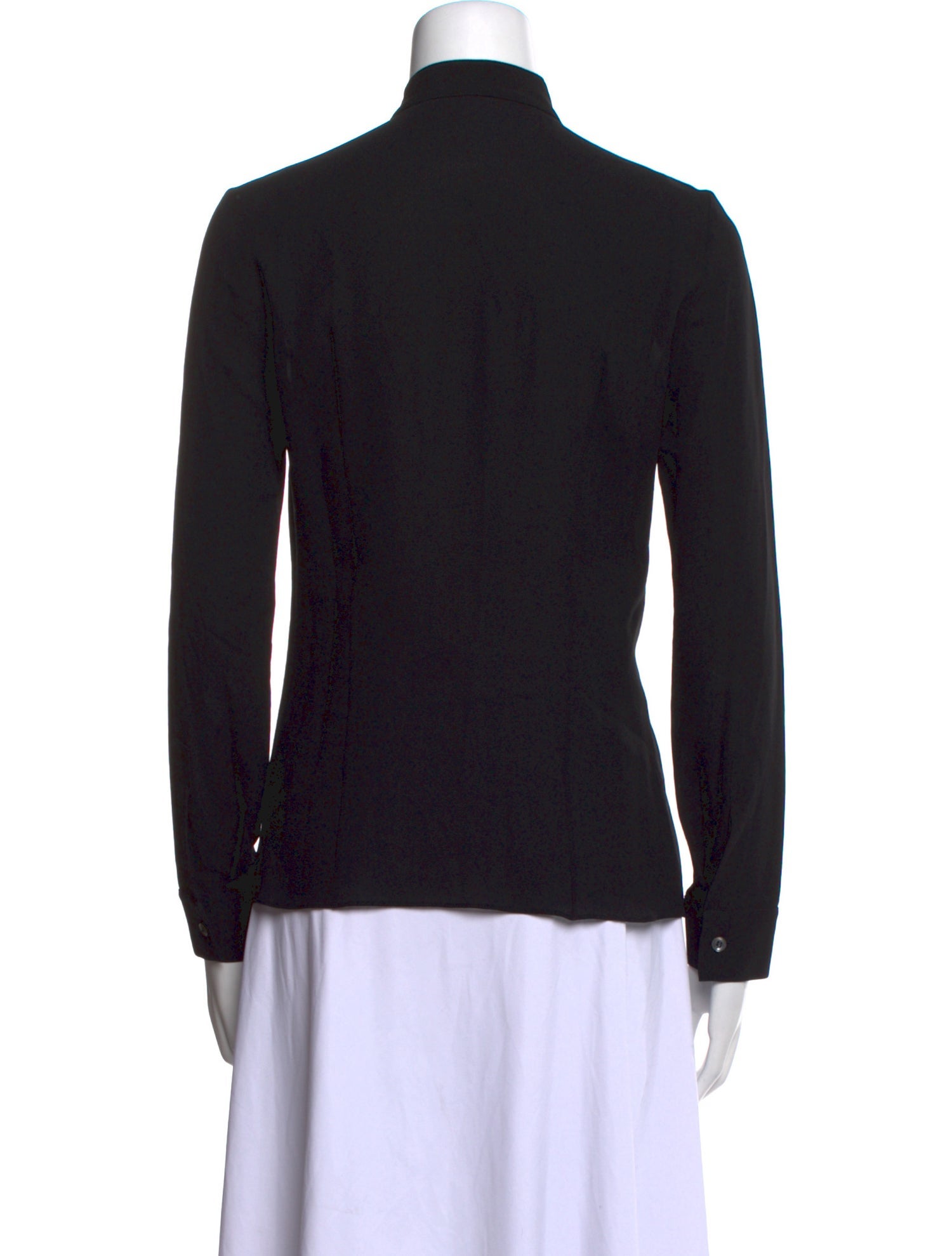 Michael Kors Silk Mock Neck Button-Up Top