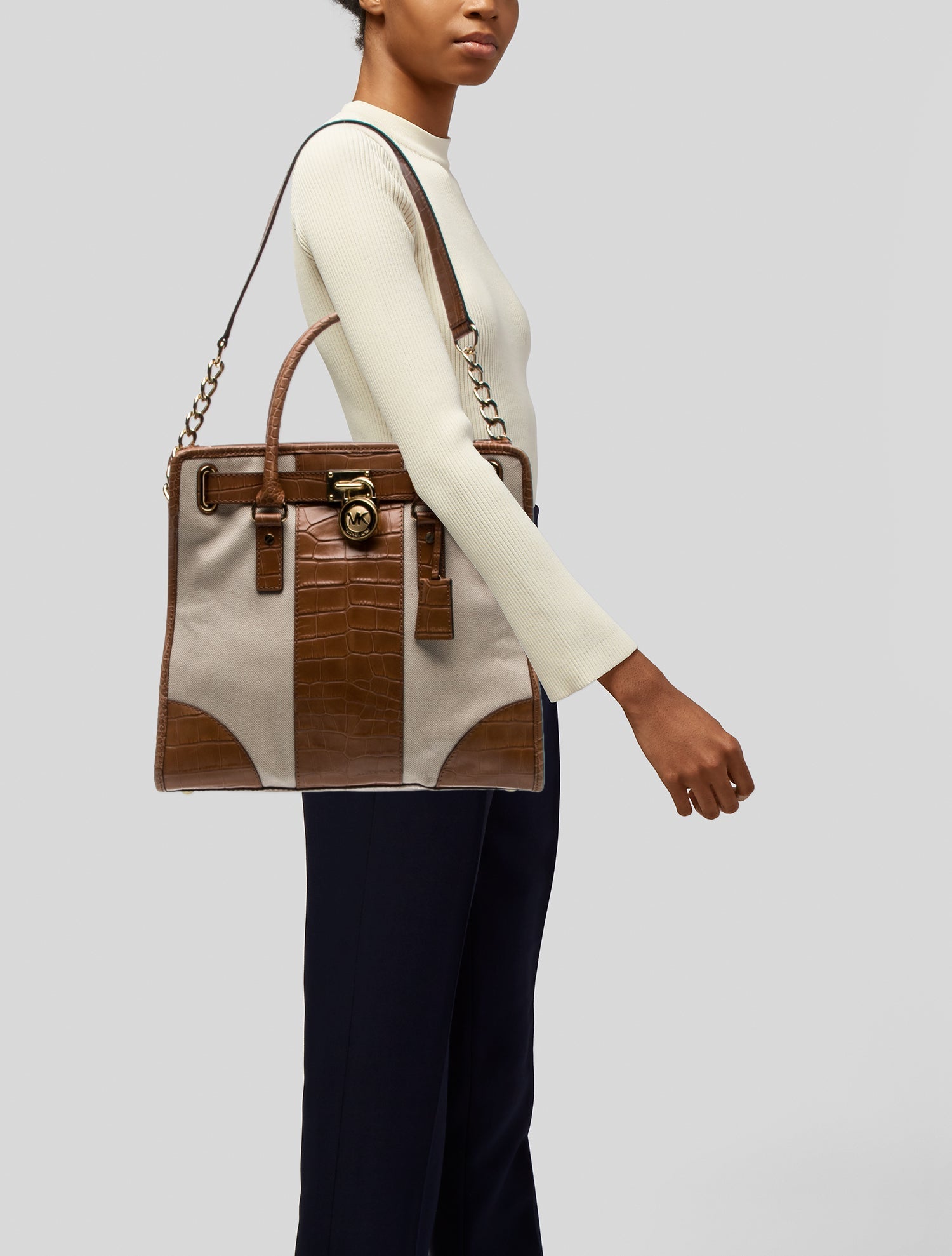 Michael Michael Kors Embossed Leather Top Handle Bag