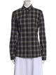 Michael Kors Virgin Wool Plaid Print Button-Up Top