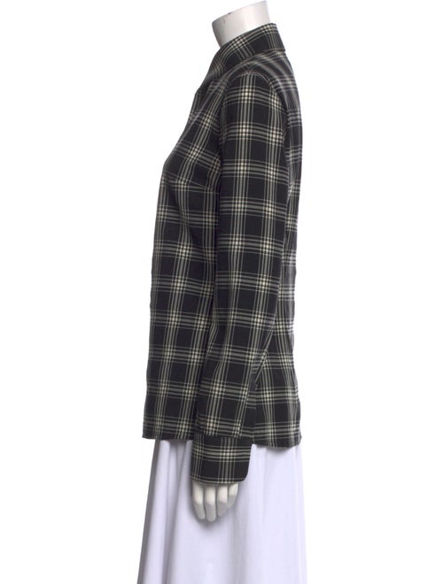 Michael Kors Virgin Wool Plaid Print Button-Up Top