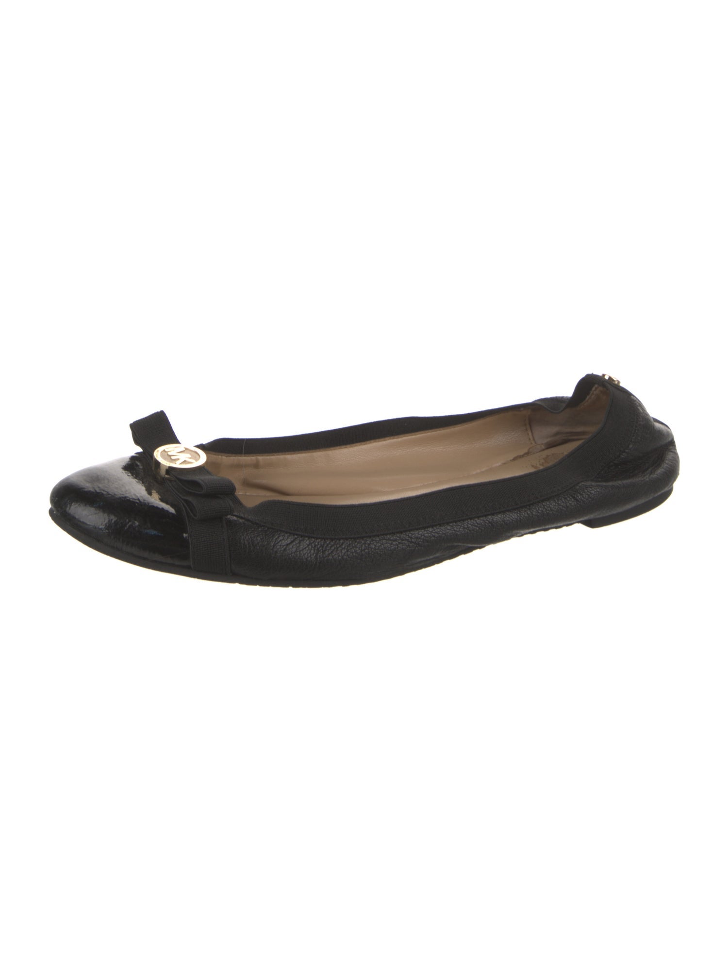 Michael Kors Leather Bow Accents Ballet Flats