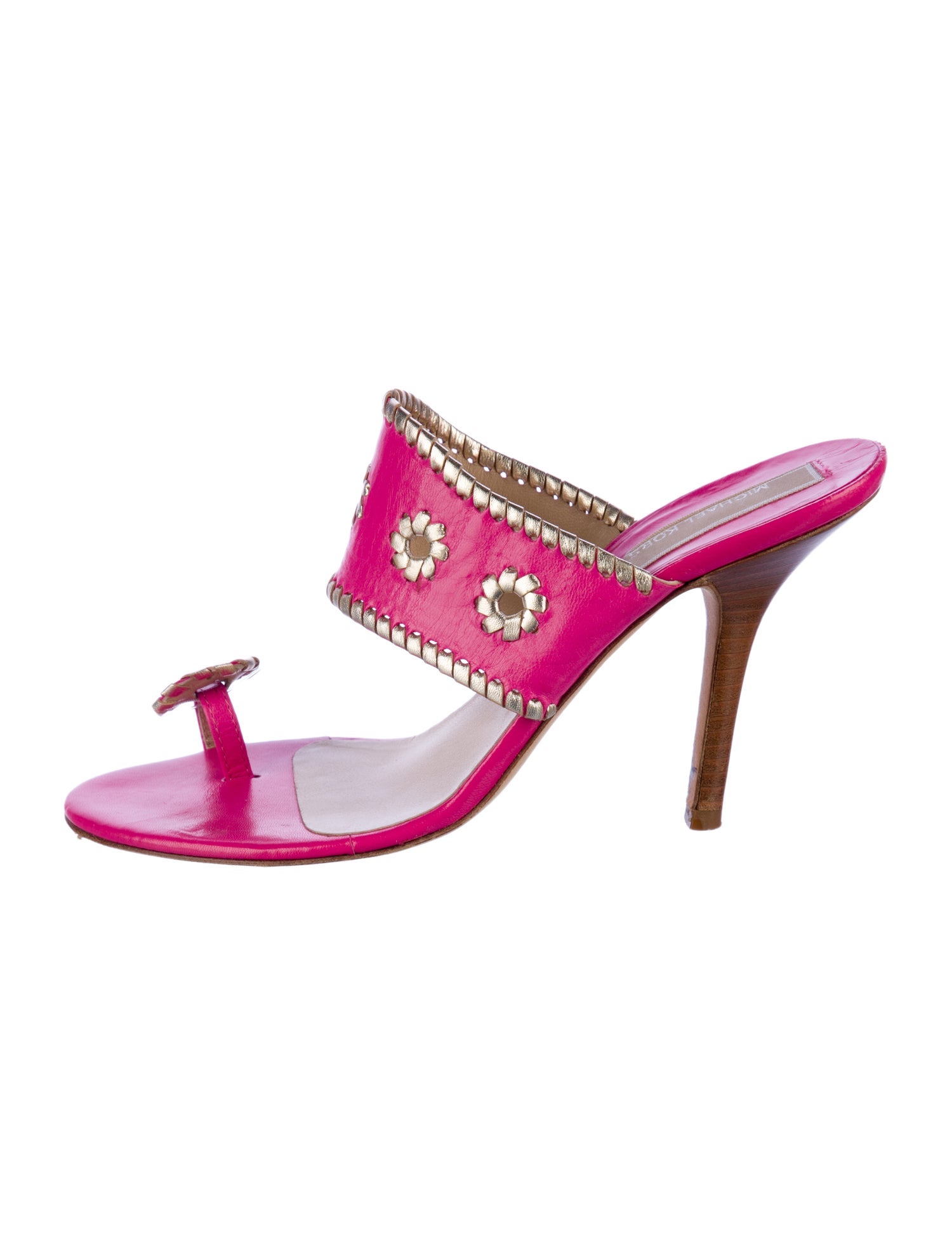 Michael Kors Leather Whipstitch Trim Slides