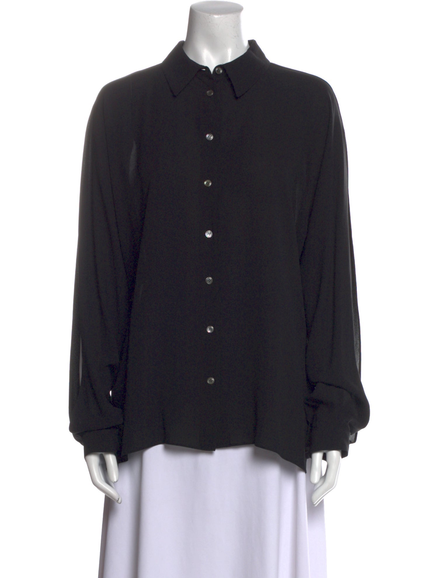 Michael Kors Silk Long Sleeve Button-Up Top