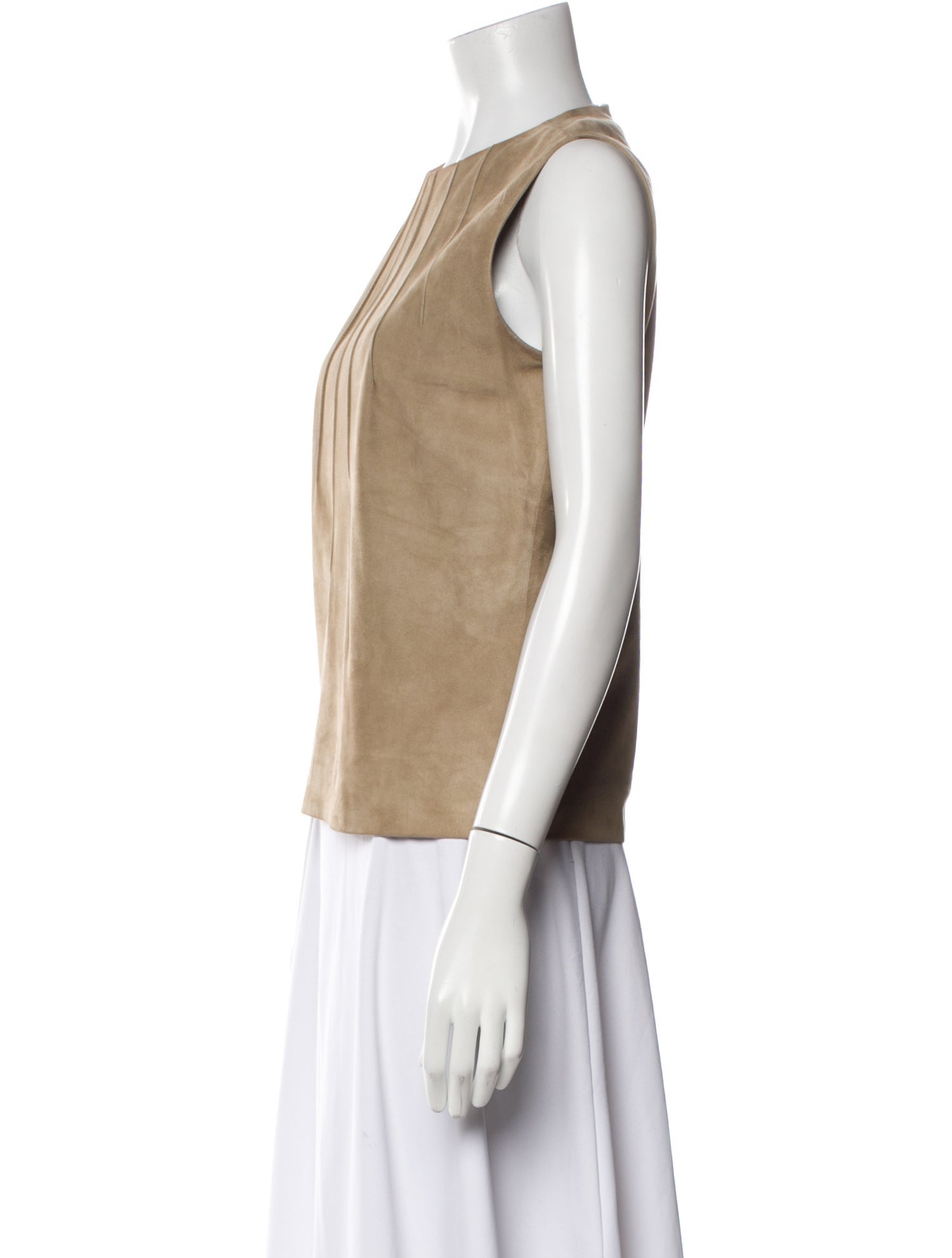 Michael Kors Leather Bateau Neckline Top