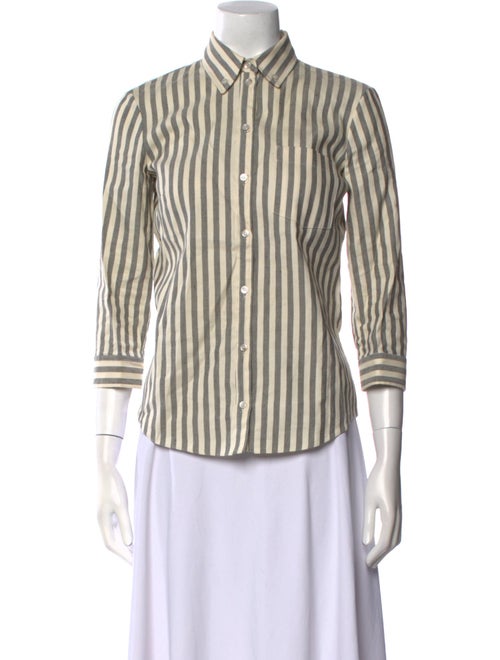 Michael Kors Linen Striped Button-Up Top