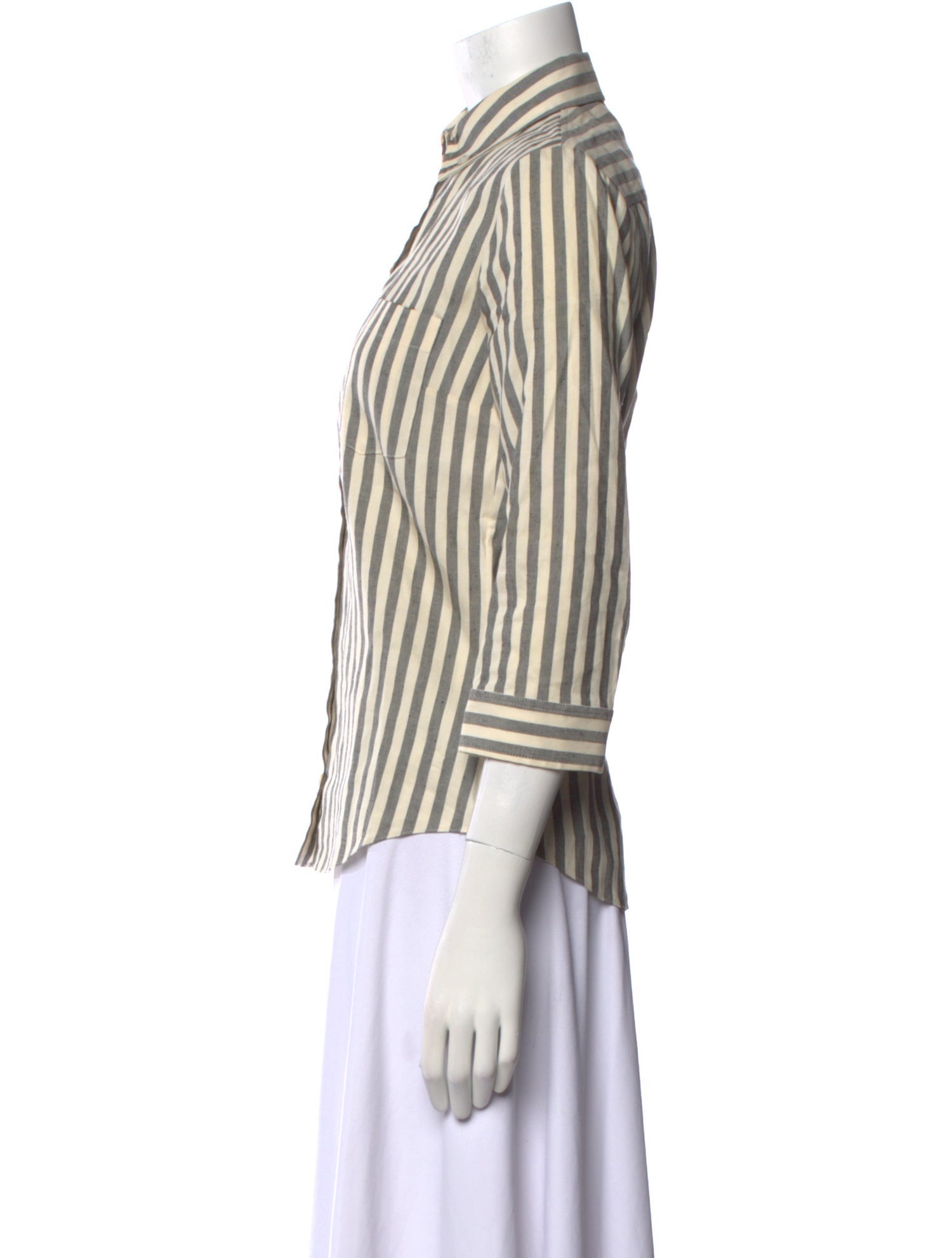 Michael Kors Linen Striped Button-Up Top