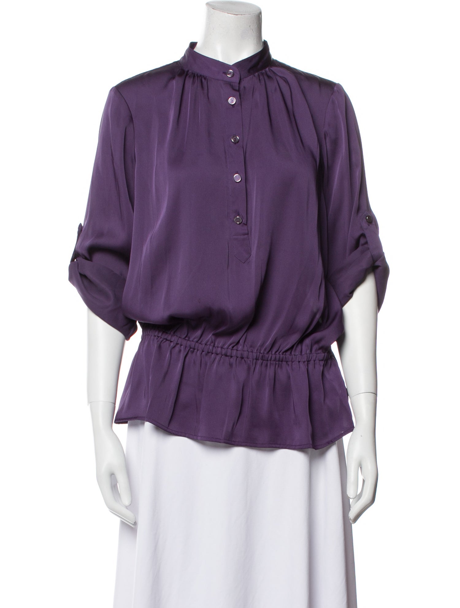 Michael Kors Mock Neck Three-Quarter Sleeve Blouse